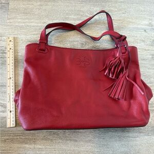 ❤️Tory Burch Cherry Red Leather Shoulder Bag